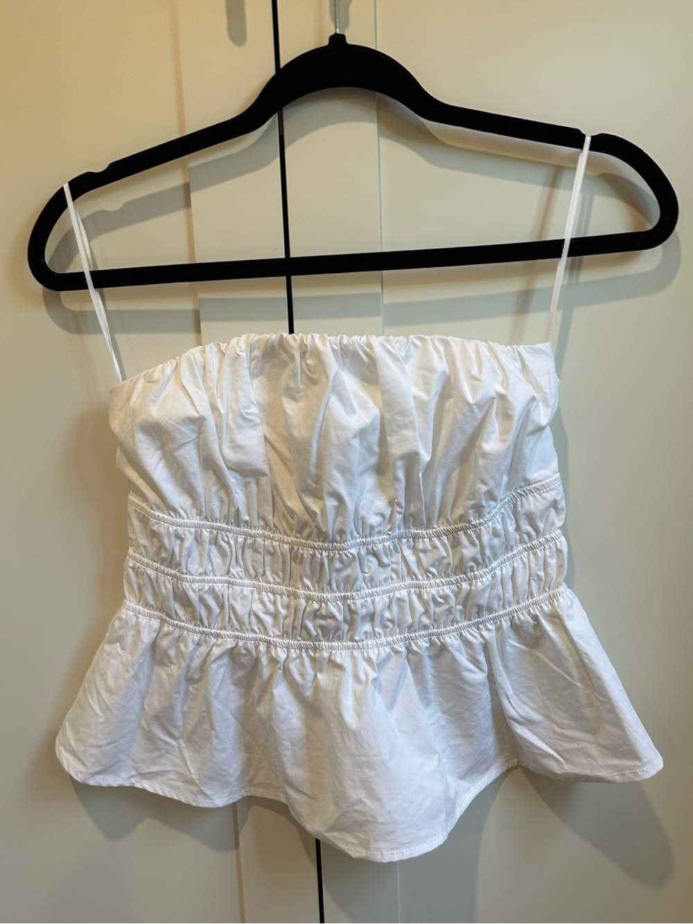 Strapless Smocked Cotton Poplin Top